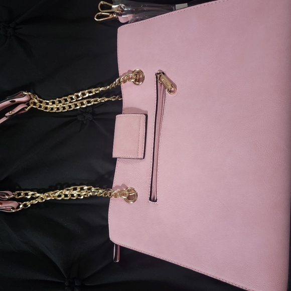 Pink Faux Leather  Bag w/wristlet new no tag - Picture 6 of 9